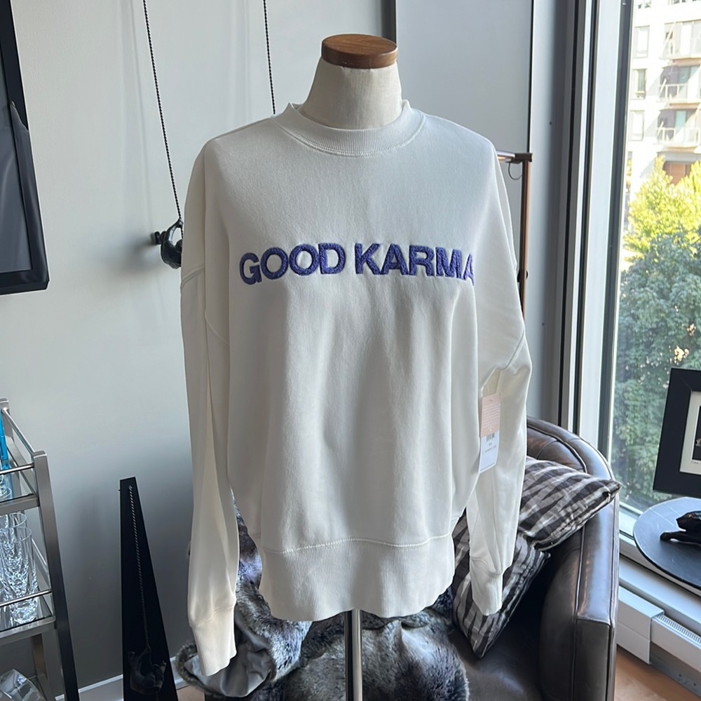 Spiritual Gangster White 'Good Karma' Embroidered Sweatshirt